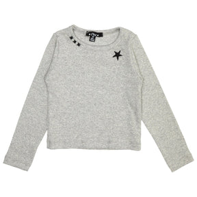 STAR RIBBED LONG SLEEVE TOP - FLOWERS BY ZOE