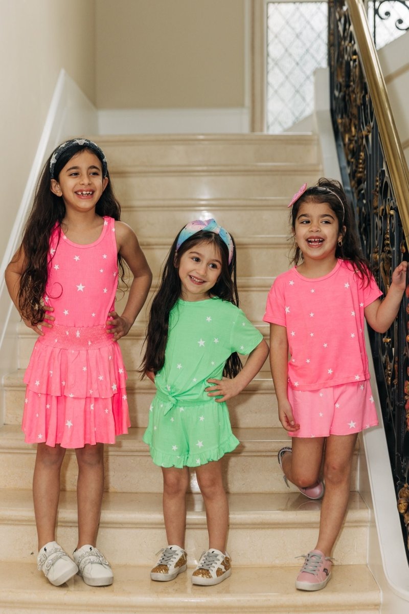 STARS NEON RUFFLE SHORTS - SHORTS