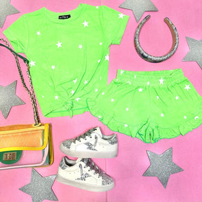 STARS NEON RUFFLE SHORTS - SHORTS