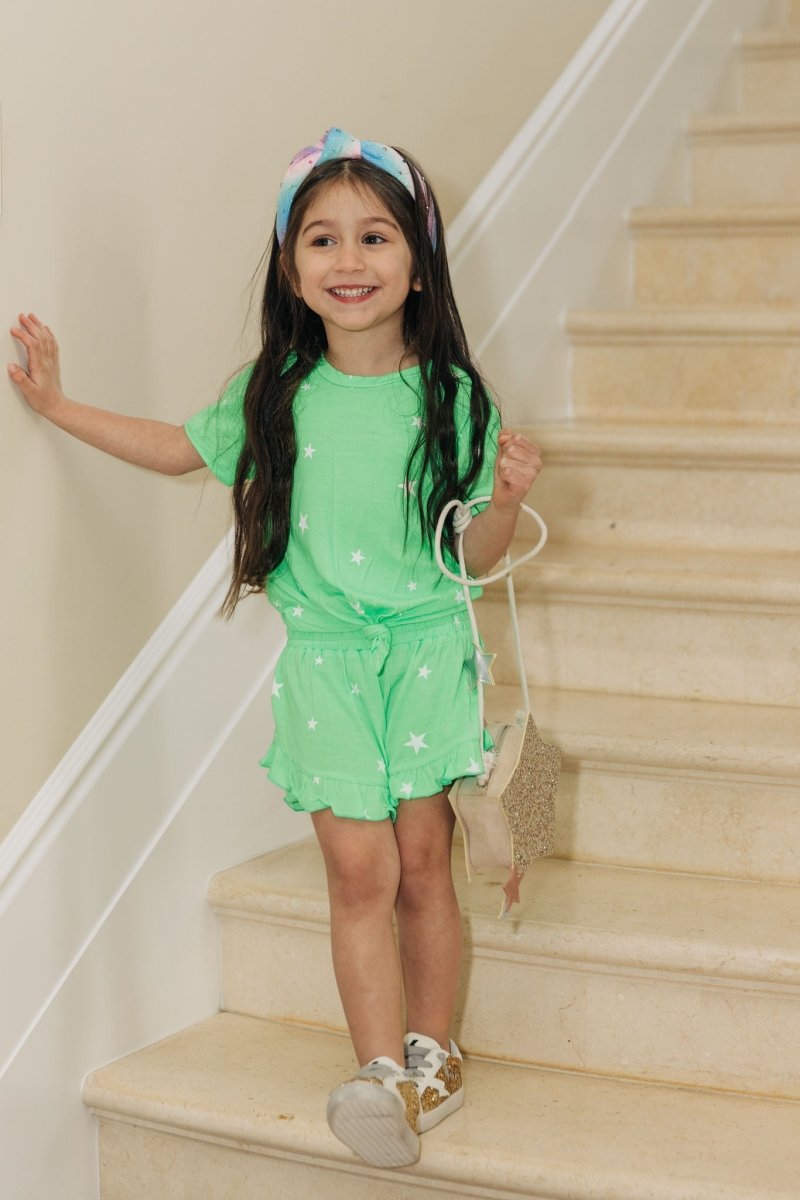 STARS NEON RUFFLE SHORTS - SHORTS