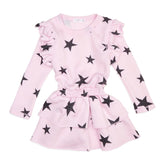 STARS RIBBED RUFFLE DRESS - COZII BY T2LOVE