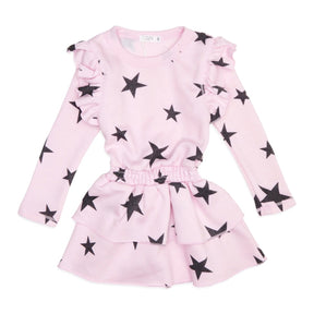 STARS RIBBED RUFFLE DRESS - COZII BY T2LOVE