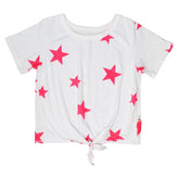 STARS TIE FRONT TSHIRT - SHORT SLEEVE TOPS