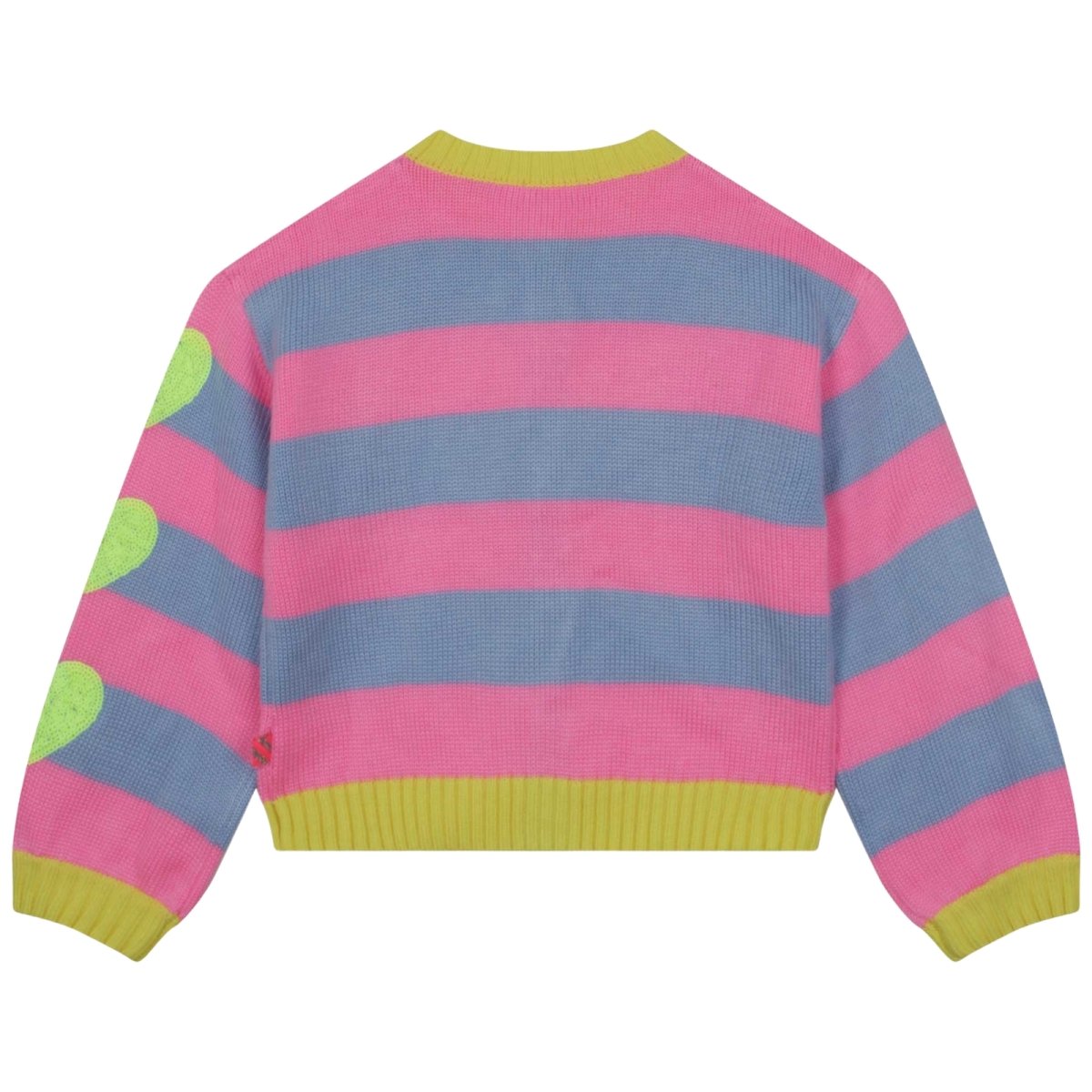 STRIPE KNITTED HEART SLEEVE CARDIGAN - CARDIGANS