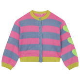 STRIPE KNITTED HEART SLEEVE CARDIGAN - CARDIGANS