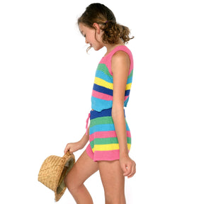 STRIPED CROCHET TANK AND SHORTS SET - SARA SARA