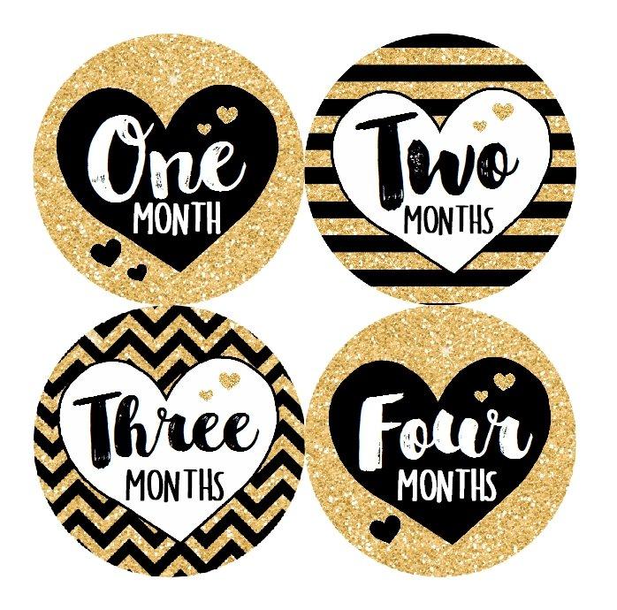 STRIPED HEART MONTHLY BABY STICKERS - MONTHLY STICKERS