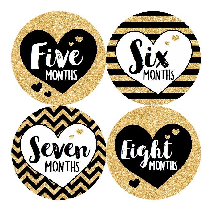 STRIPED HEART MONTHLY BABY STICKERS - MONTHLY STICKERS