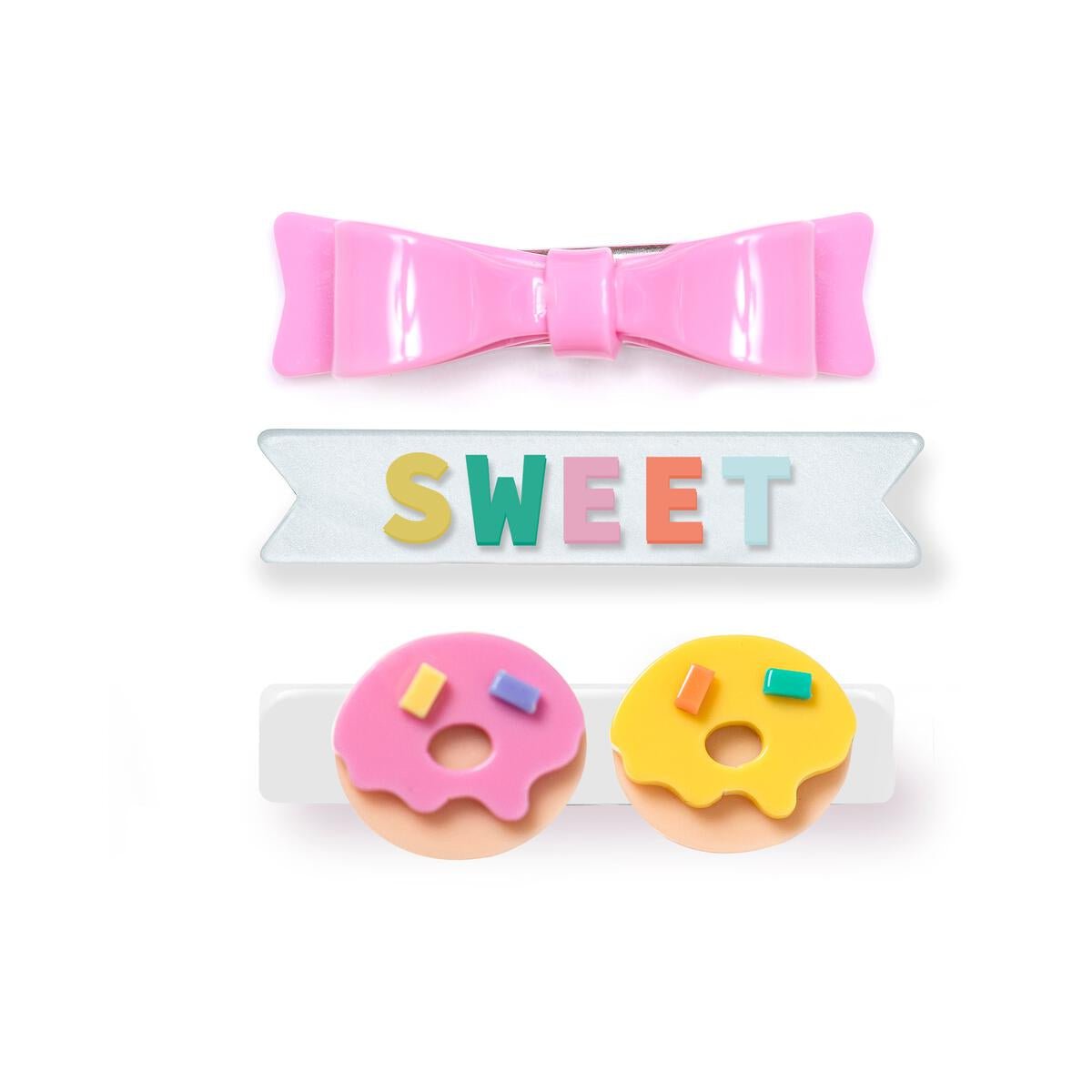 SWEET DONUTS + BOW ALLIGATOR CLIPS (SET OF 3) - LILIES & ROSES