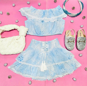 TIE DYE LACE TOP AND RUFFLE SKIRT SET - SET