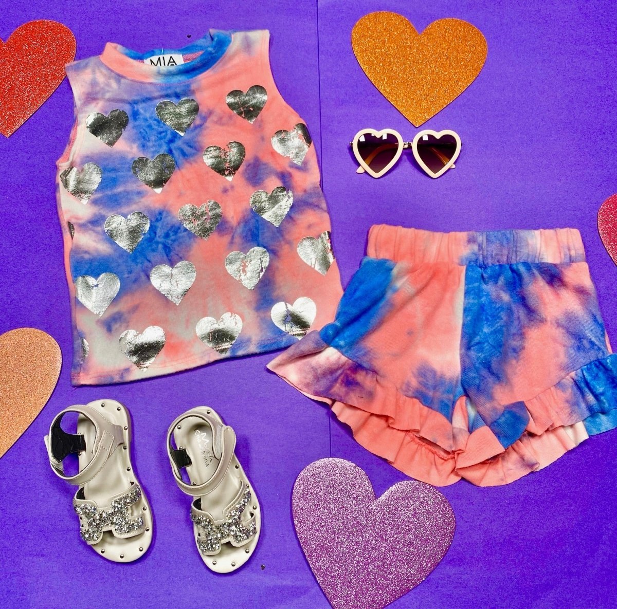 TIE DYE RUFFLE SHORTS - SHORTS