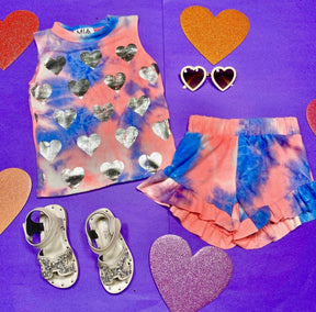 TIE DYE RUFFLE SHORTS - SHORTS