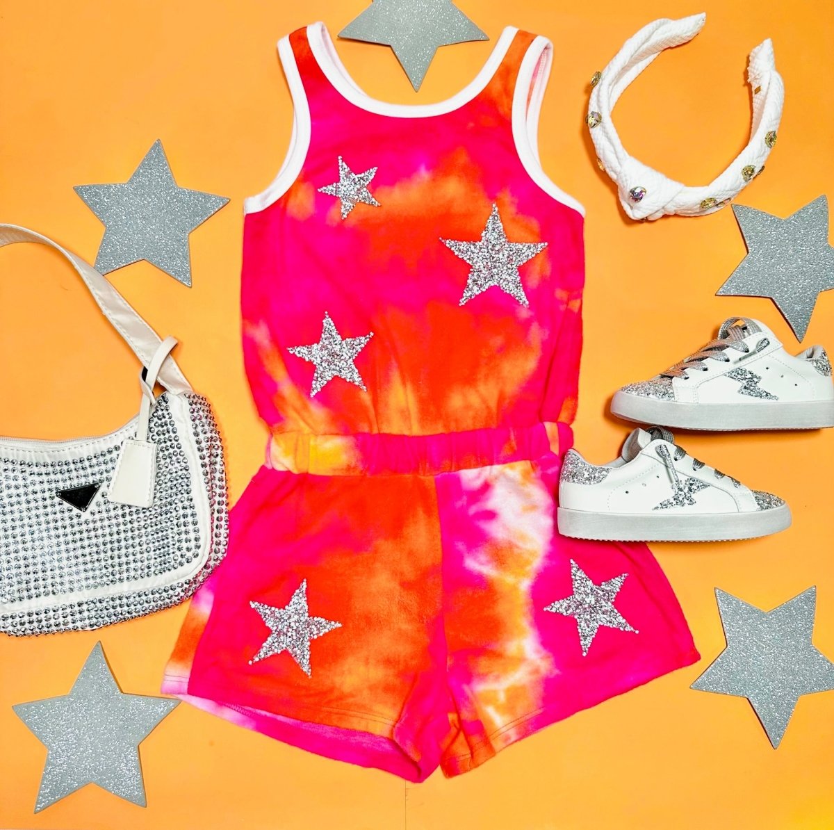 TIE DYE STARS ROMPER - ROMPERS