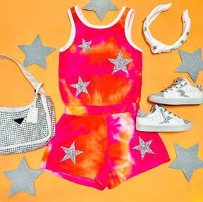 TIE DYE STARS ROMPER - ROMPERS