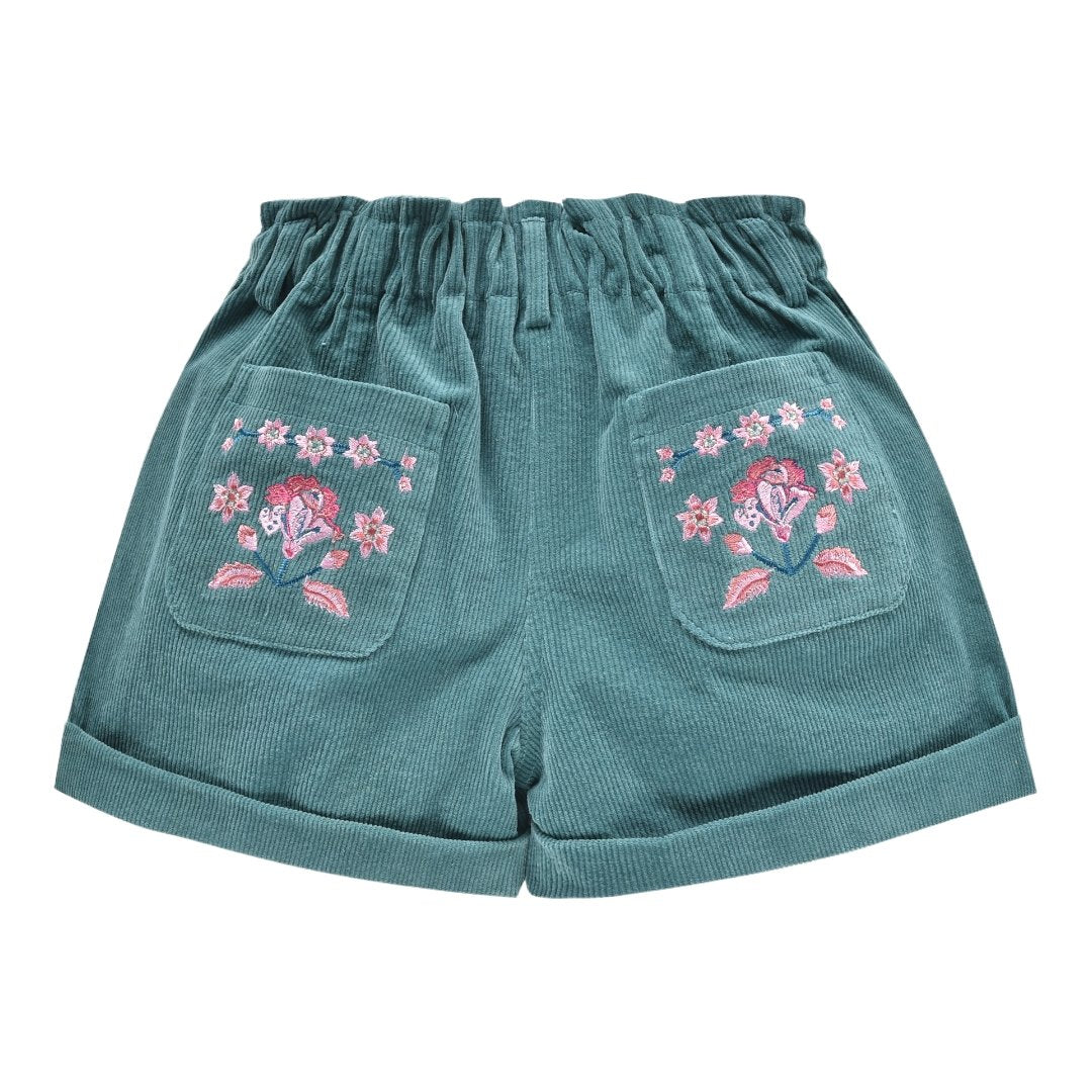 VIRGINIA THIN CORDUROY SAUGE SHORTS - SHORTS