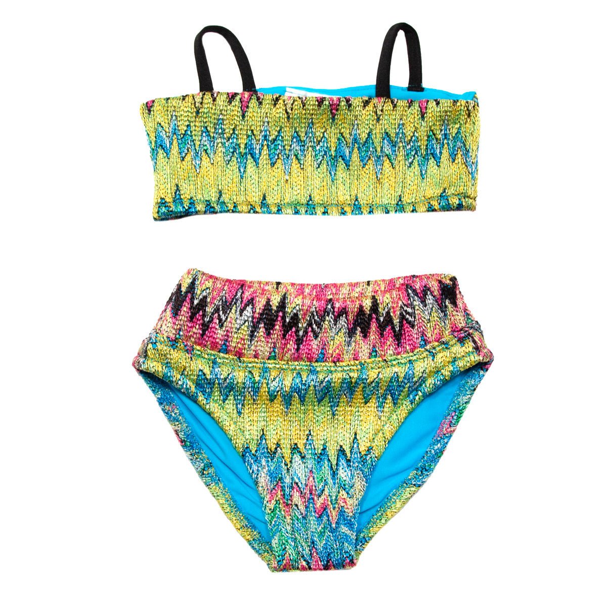 ZIG ZAG CROCHET TWO PIECE SPORTY BIKINI - TWO PIECE BIKINI